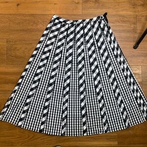 Lafayette 148 New York Black and White Check Midi Skirt